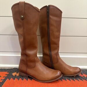 Frye Melissa Button Inside Zip Cognac